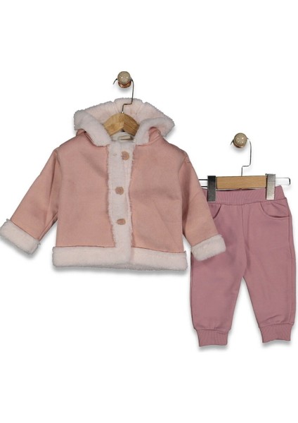 10060 Kız Bebek Dream Baskılı Süet Montlu 3'lü Takım