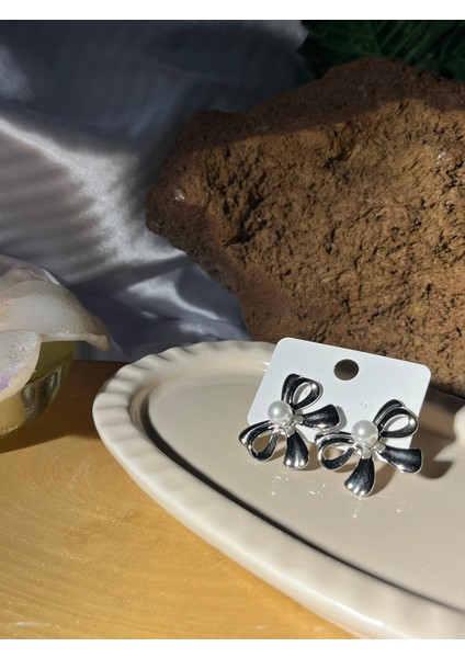 Incili Fiyonk Çelik Küpe