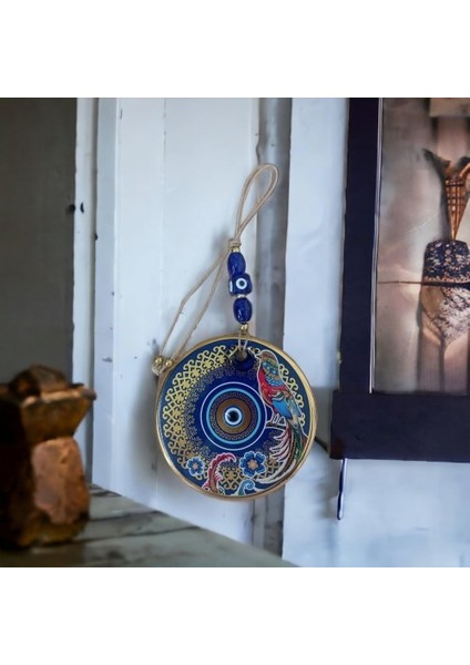 Yaldızlı Bülbül Kuşlu Çicekli Nazar Boncuklu Duvar Süsü Camlı Duvar Dekoru fırsatları