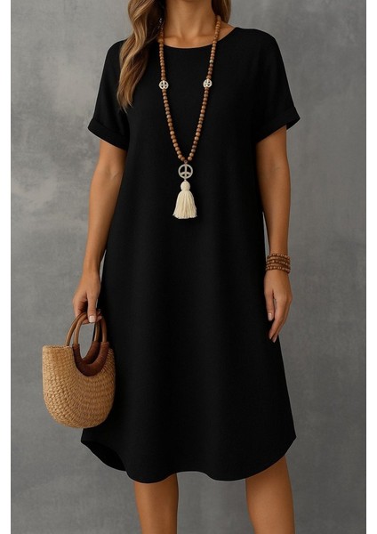 Kadın Kısa Kollu Kayık Yaka Bürümcük Elbise modelleri