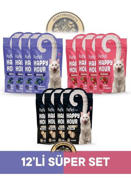 Plus Happy Hour 12'li Kedi Maması Süper Set 2 / 12X60GR