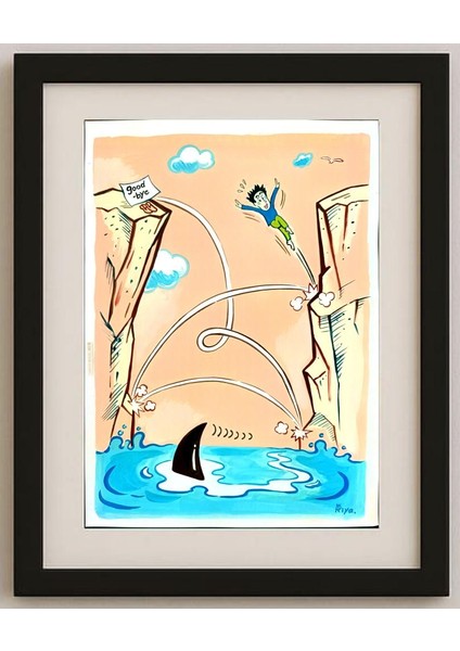 Riyako Kasuge 43x30cm Orijinal Karikatür Tablo