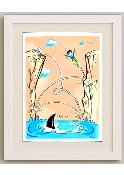 Riyako Kasuge 43x30cm Orijinal Karikatür Tablo fırsatları