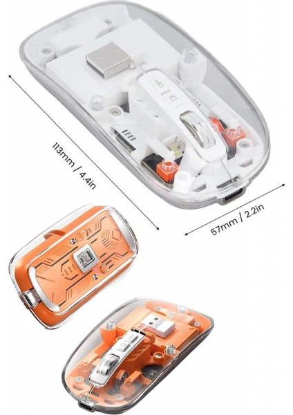 Sessiz Tıklama Çift Modlu Bluetooth ve Alıcı Şeffaf Mouse Fare indirimleri