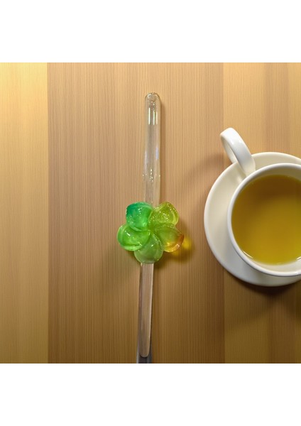 Cam Pipet Renkli Çiçek Yeşil 1 Adet