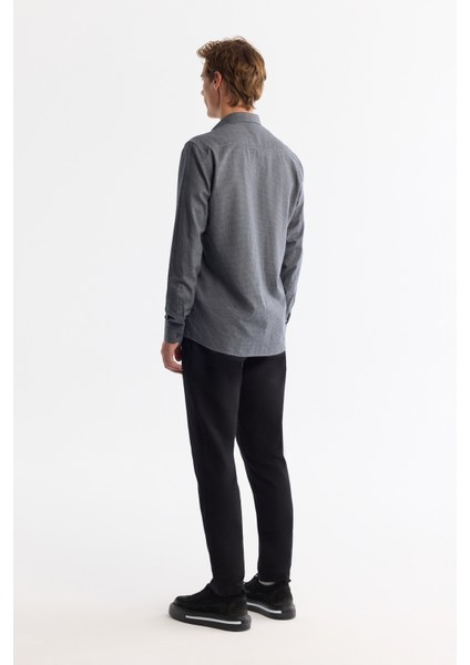 Erkek Lacivert Düğmeli Yaka %100 Pamuk Flanel Slim Fit Gömlek A42Y2002 indirimleri