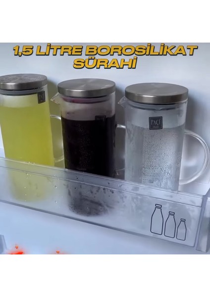 2parça Yağdanlık sürahi Seti 1,5LT Borosilikat vakum kapaklı inox cam sürahi fırsatları