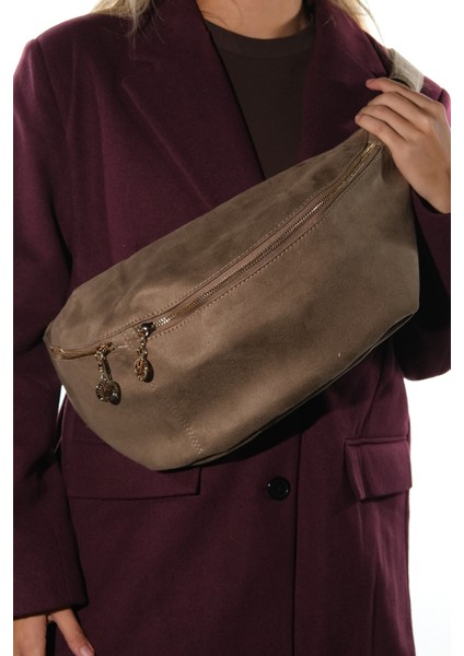 Venta Vizon Süet Kadın Büyük Bel Çantası