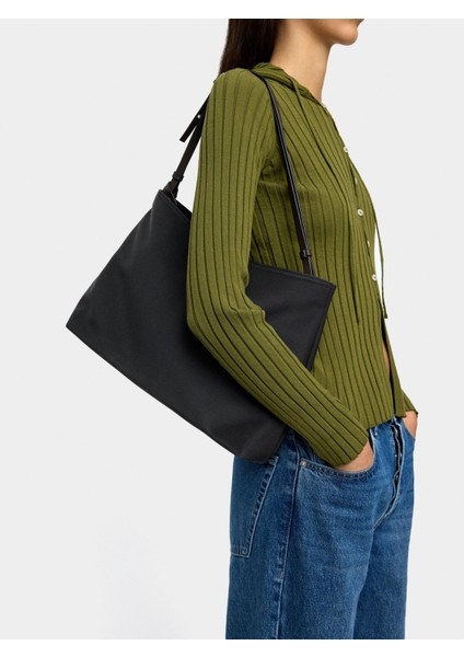 Teknik Kumaş Efektli Askılı Shopper Çanta