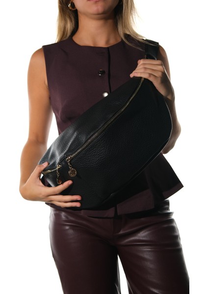 Venta Siyah Floter Kadın Büyük Bel Çantası