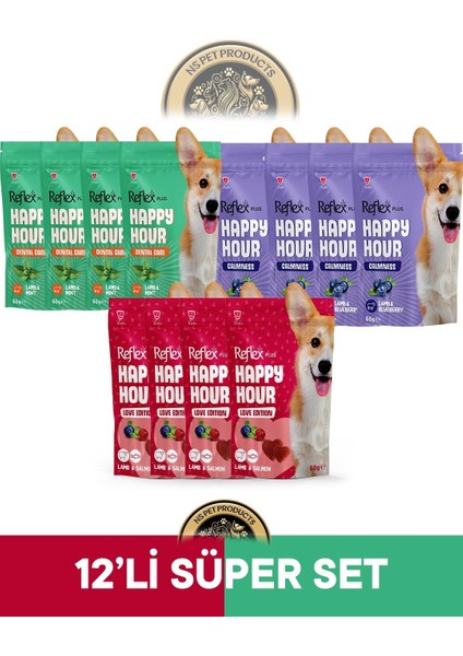 Plus Happy Hour 12'li Köpek Maması Süper Set 12X60GR