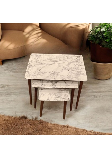 3'lü Mdf Ahşap Zigon Sehpa