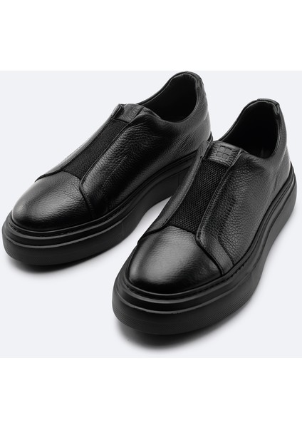 Erkek Siyah %100 Deri Esnek Taban Hafif Casual Ayakkabı A42Y8008