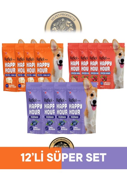 Plus Happy Hour 12'li Köpek Maması Süper Set 3 / 12X60GR