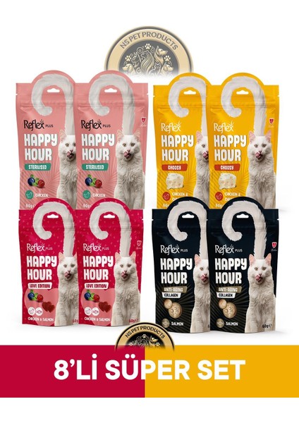 Plus Happy Hour 8'li Kedi Maması Süper Set 5 / 8X60GR