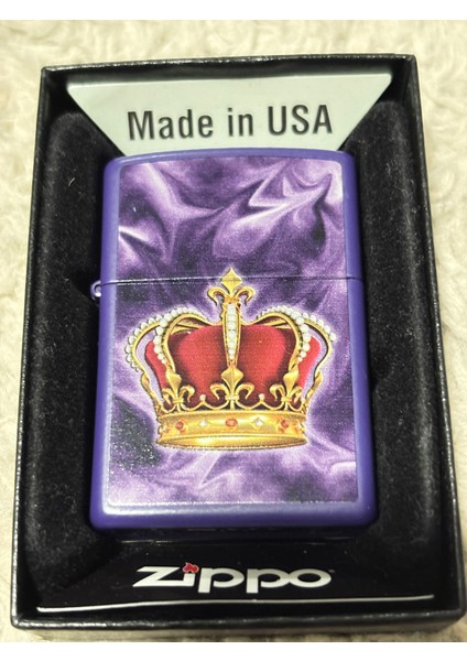 Mor Taç Desenli Metal Benzinli Çakmak – Klasik Tasarım Koleksiyonluk Model modelleri