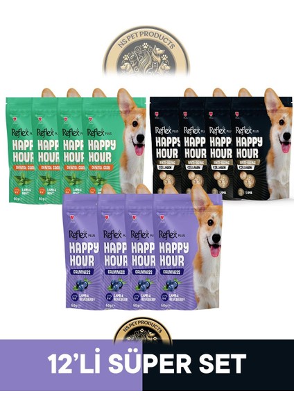 Plus Happy Hour 12'li Köpek Maması Süper Set 5 / 12X60GR