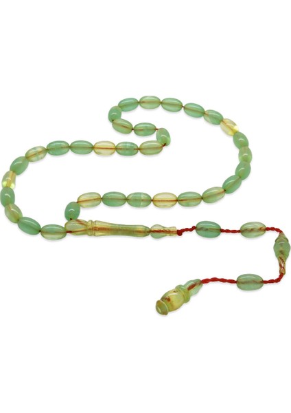 Sistemli Arpa Kesim Mini Boy Su Yeşili Ateş Kehribar Tesbih