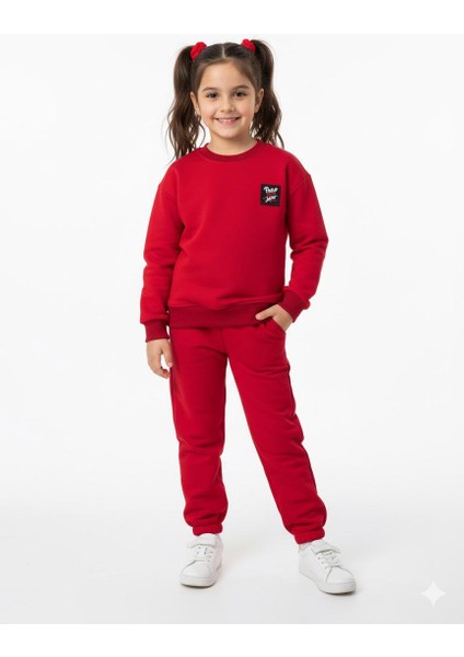 Uzun Kollu Şardonlu 3 Iplik Bel ve Paça Lastikli Çift Cepli Eşofman Takımı