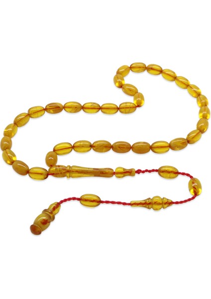 Sistemli Arpa Kesim Mini Boy Sarı Ateş Kehribar Tesbih