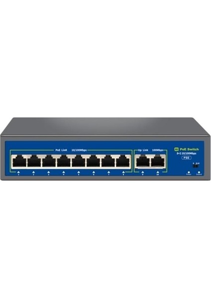 Novacom NVC-HIF0820FBL-C 8+2 Port 120W 10/100MBPS Poe Switch (250M Extend Modlu)