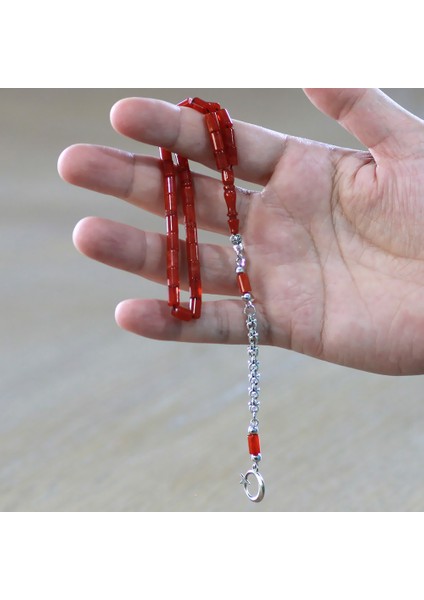 Kararmaz Metal Arnavut Püsküllü Kesme Kesim Ebruli Kırmızı Renk Mini Boy Ateş Kehribar Tesbih modelleri