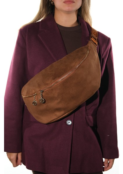 Venta Taba Süet Kadın Büyük Bel Çantası