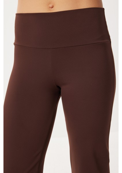 Yüksek Bel Esnek Modal Tayt LBY0023 Kahverengi modelleri