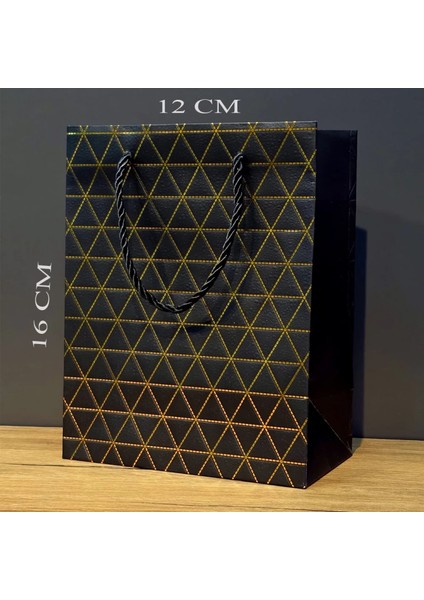 Mini Boy Siyah Gold Yaldızlı Karton Çanta
