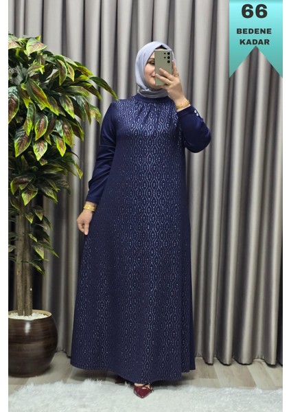 Kadın Giyim Büyük Beden Simli Kloş Elbise