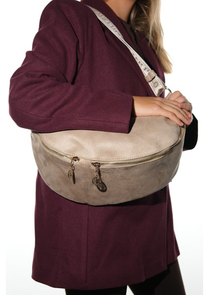 Venta Bej Süet Kadın Büyük Bel Çantası modelleri