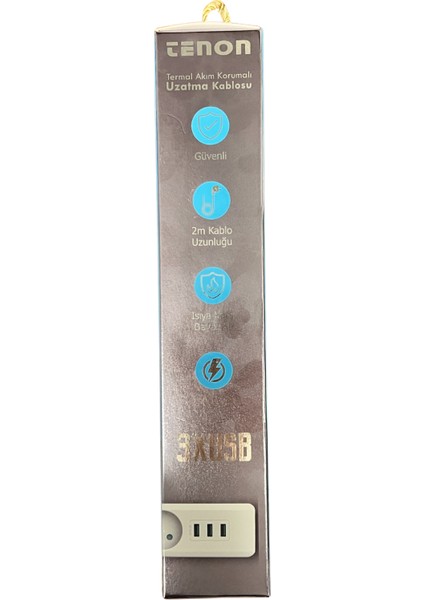 Tenon Termal Akım Korumalı Priz 3xusb Şarj Girişi 4xpriz Girişi 2mt Kablo Uzunluğu 10A,2500WATT, 2500 Joule Max. fırsatları