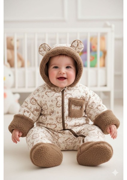 Yeni Trend Pamuklu Sevimli Bear Baskılı Yenidoğan Welsoft Patikli Kozmonot-Tulumu fiyatları