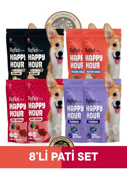 Plus Happy Hour 8'li Köpek Maması Pati Set 8X60GR