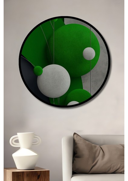 Yeşil Beyaz Modern Soyut Sanat Ahşap Dekoratif Tablo Yuvarlak Tablo fiyatları