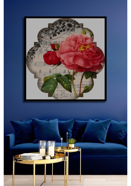 Romantik Gül Suluboya Görünümlü Ahşap Dekoratif Tablo Dikdörtgen Tablo fiyatları