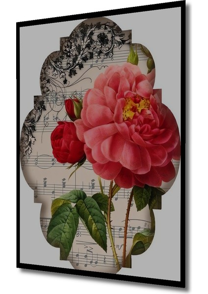 Romantik Gül Suluboya Görünümlü Ahşap Dekoratif Tablo Dikdörtgen Tablo indirimleri