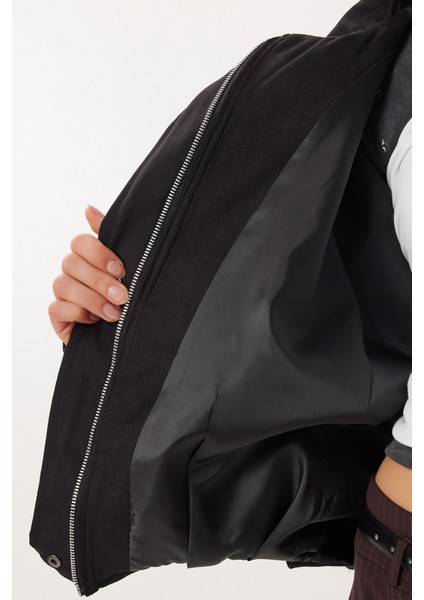 Süet Görünümlü Bomber Ceket LOH0014 Siyah fırsatları