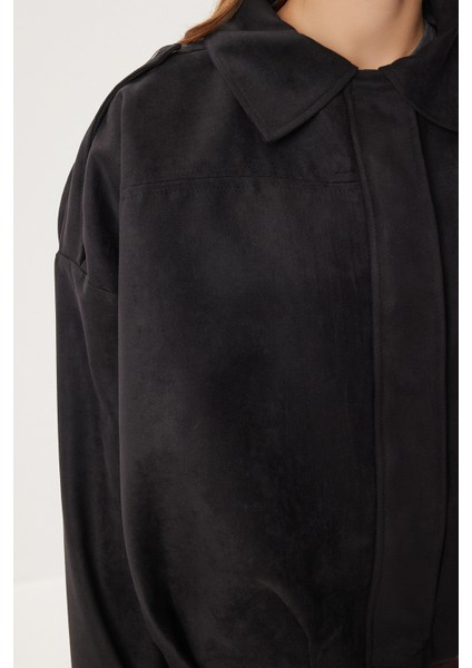 Süet Görünümlü Bomber Ceket LOH0014 Siyah indirimleri