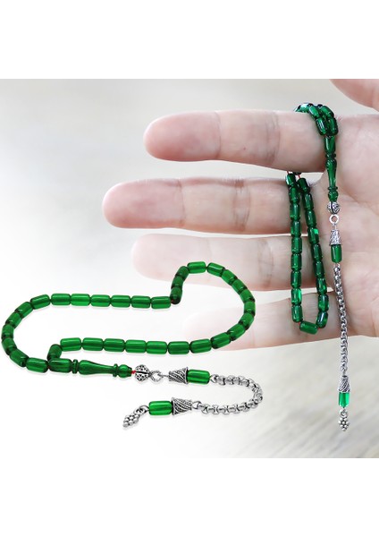 Kararmaz Metal Arnavut Zincir Püsküllü Kapsül Kesim Yeşil Mini Boy Ateş Kehribar Tesbih fiyatları