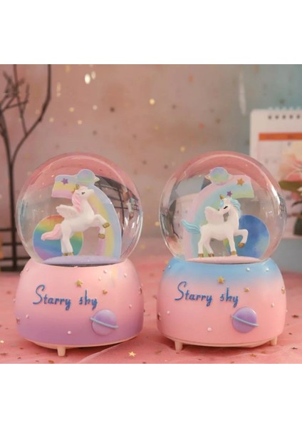 Unicorn Temalı Işıklı Müzikli Orta Boy Kar Küresi