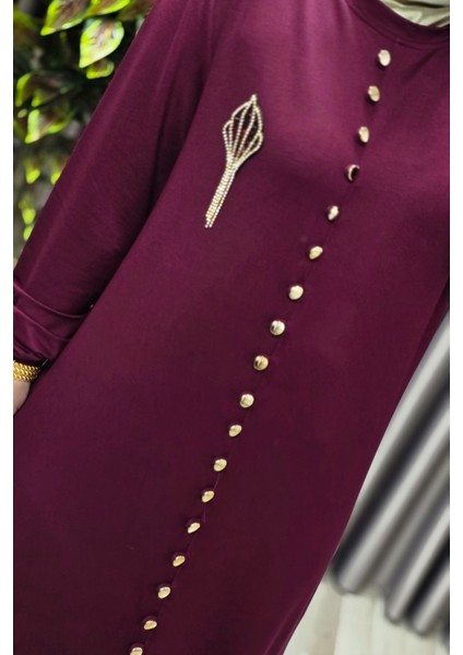 Kadın Giyim Büyük Beden Kristal Düğmeli Elbise modelleri