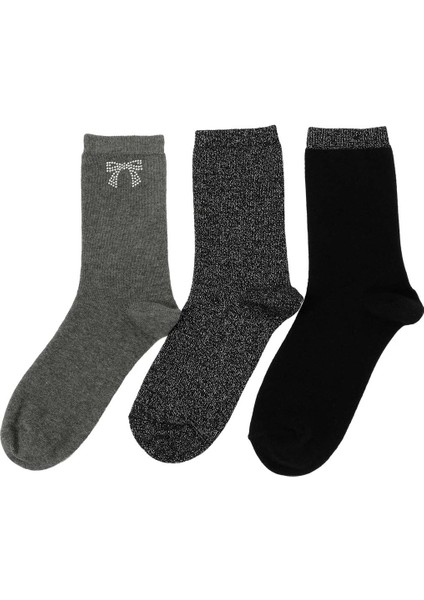 Kurdele 3 Lu Skt-W 5pr Siyah Kadın Soket Çorap