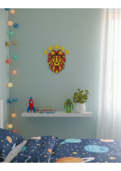 5 Yıldızlı Geometrik Aslan Duvar Dekoru | Galatasaray Taraftar Özel | Şampiyonluk Pla Süsü (15X23 Cm) fiyatları