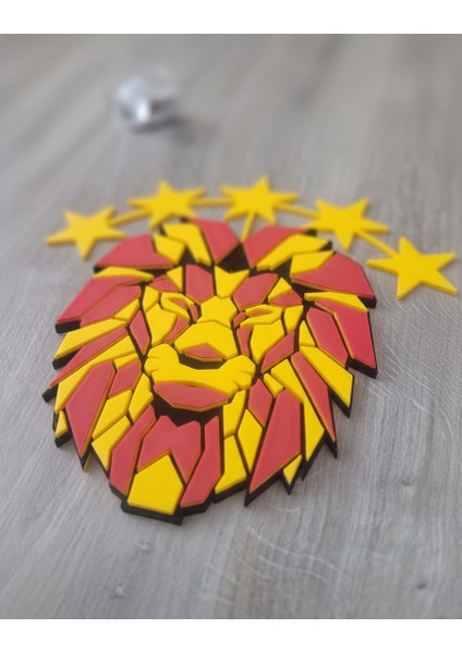5 Yıldızlı Geometrik Aslan Duvar Dekoru | Galatasaray Taraftar Özel | Şampiyonluk Pla Süsü (15X23 Cm) modelleri