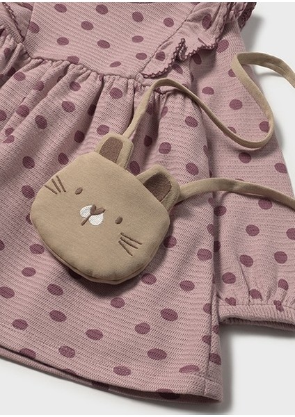Pembe Kız Bebek Puantiye Desenli Çantalı Elbise 2920 modelleri