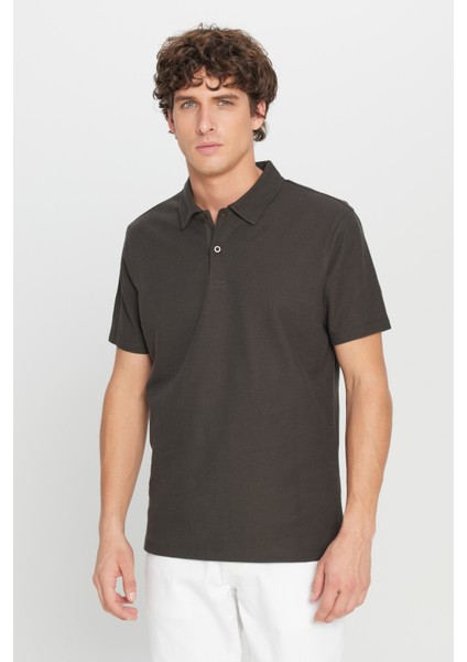 %100 Pamuk Slim Fit Dar Kesim Polo Yaka Jakarlı Triko Tişört