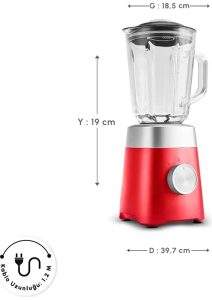 Smotie Blender 1000 W Güç, 1,5 L Cam Hazne Buzlu Içecekler Ya Da Soğuk Karışımlar Paslanmaz Çelik Bıçaklar ve 2 Kademeli Hız indirimleri