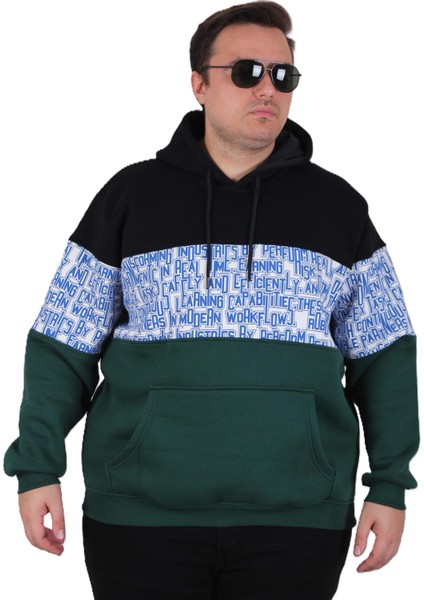 Mocgrande Büyük Beden Kapüşonlu 3ip Sweat Transforming 25713 Lacıvert