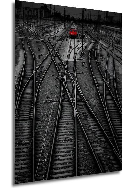 Kırmızı Trenli Kara Kalem Görünümlü Ahşap Dekoratif Tablo Dikdörtgen Tablo modelleri